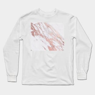 Blush pink rose gold marble Long Sleeve T-Shirt